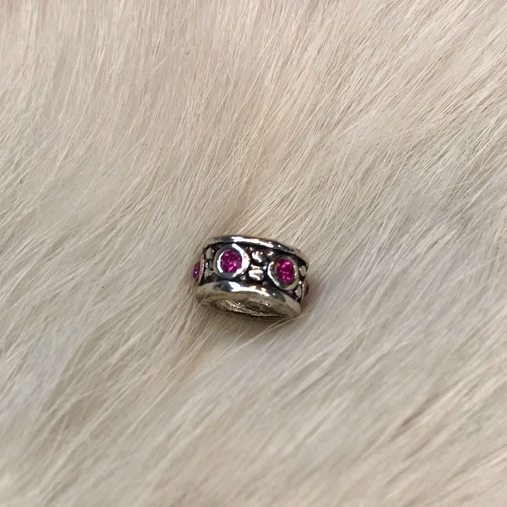 Pandora Sparkle Spacer Charm Bead Pink Silver 925